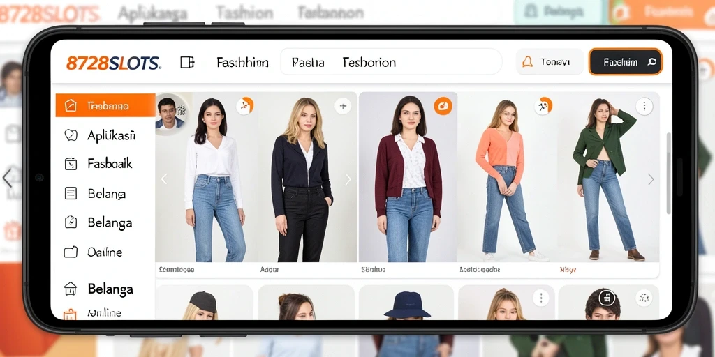 Tampilan antarmuka aplikasi 8728SLOTS untuk belanja fashion.