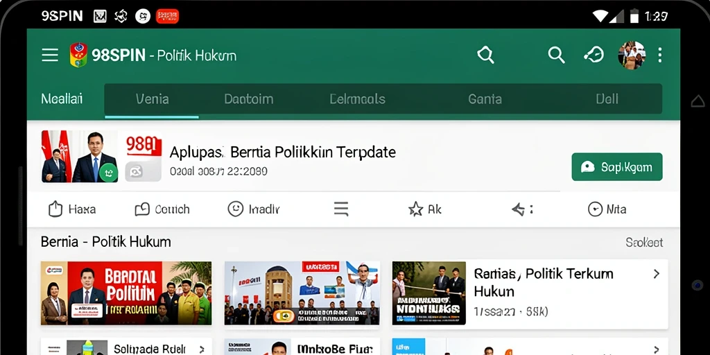 Antarmuka 98SPIN menampilkan berita politik dan hukum secara menarik.