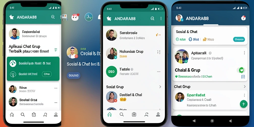 Antarmuka pengguna utama ANDARA88 dengan fitur Chat Grup.