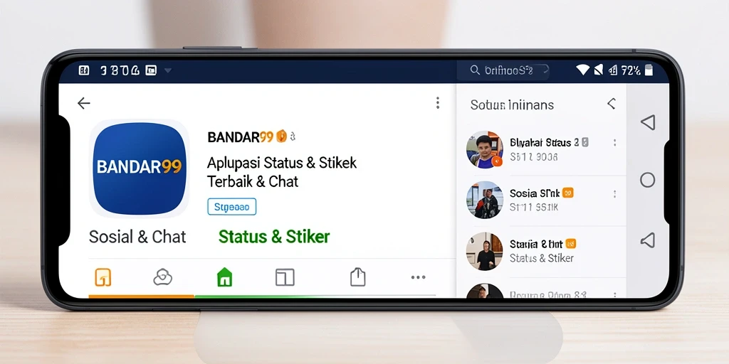 Tampilan antarmuka aplikasi BANDAR99 dengan pilihan stiker mengesankan.