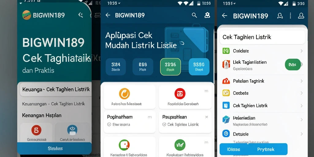 Tampilan antarmuka aplikasi BIGWIN189 untuk cek tagihan listrik.