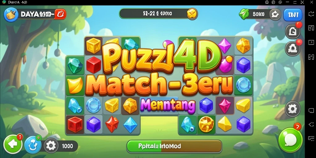 Antarmuka game DAYA4D yang menarik dengan elemen Puzzle Match-3.