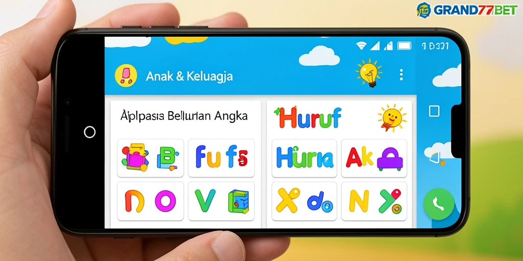 Antarmuka aplikasi GRAND77BET yang menarik dan edukatif.