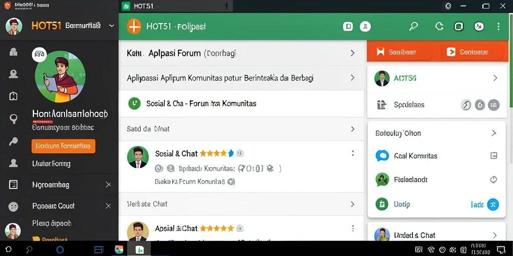 Antarmuka aplikasi HOT51 dengan berbagai forum diskusi.