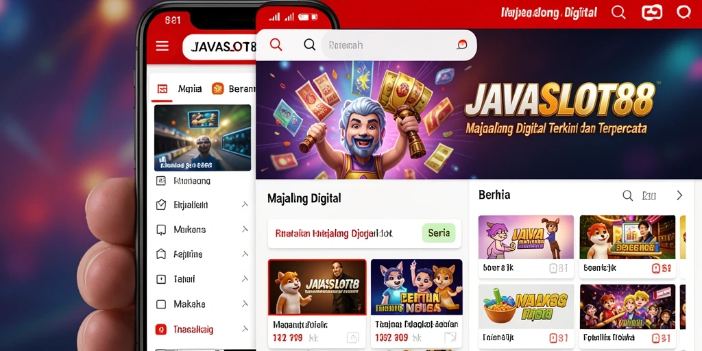 Tampilan antarmuka utama aplikasi JAVASLOT88 yang modern dan menarik.