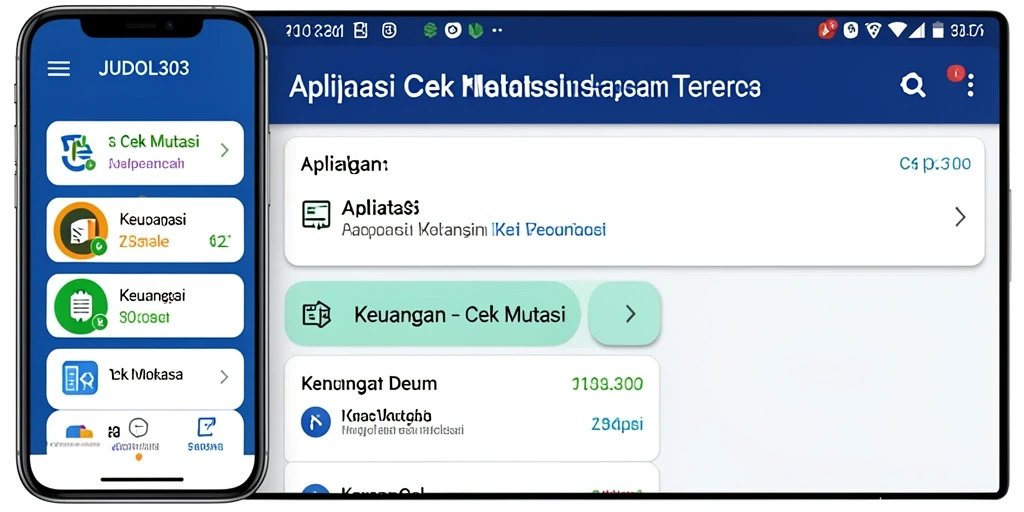 Antarmuka utama aplikasi JUDOL303 yang menampilkan mutasi transaksi keuangan.