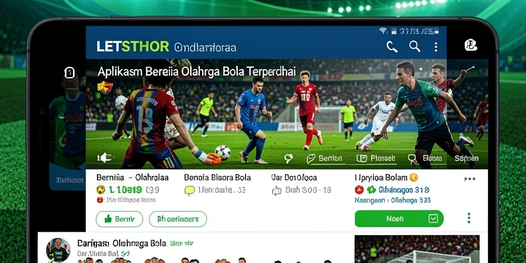 Antarmuka utama LETSTHOR menampilkan berita dan update skor sepak bola.