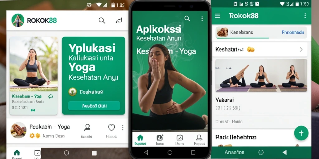 Tampilan antarmuka aplikasi ROKOK88 yang bersih dan menarik untuk latihan Yoga.